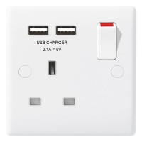 BG Nexus White Single Socket with USB - 821U2