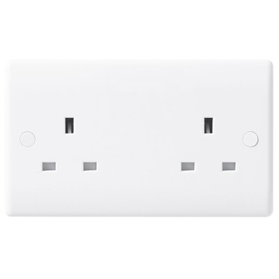 BG Nexus White Unswitched Double Socket - 824