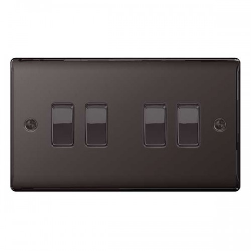 BG Nexus Black Nickel Quad Light Switch - NBN44