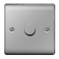 BG Nexus Brushed Steel Single Dimmer Switch - NBS81P