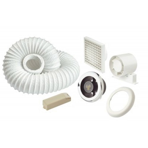 Manrose In-Line Axial Showerlite LED Extractor Fan Kit with Timer
