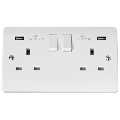 Click CMA780 Switched Socket 2Gang with USB 13A